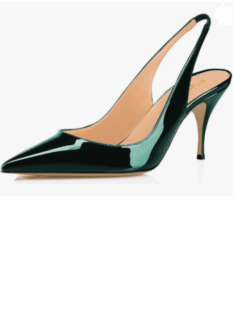 YDN Green High Heels Pointy Toe Elastic Strap Slingback Slip On Dress Sandals